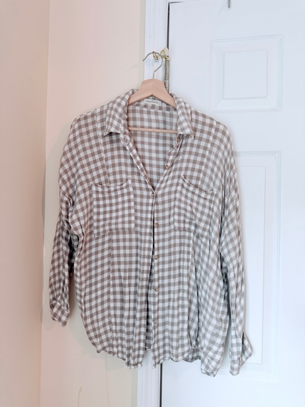 Rails Neutral Gingham Button-Down Shirt - Taupe/White